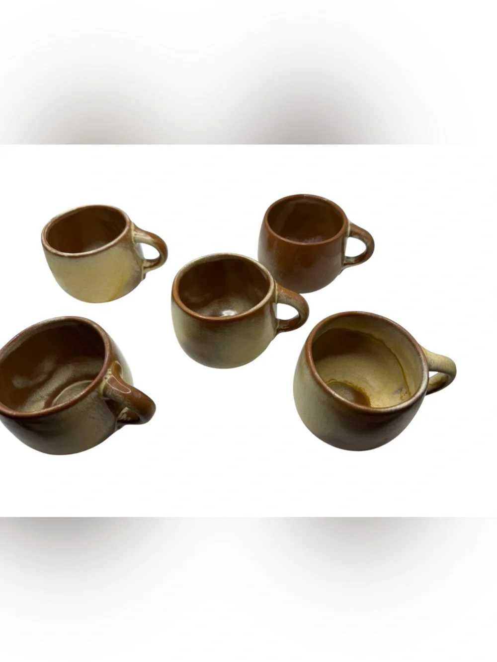 Vintage Frankoma Artisan Desert Tan Ceramic Coffee Cup & Saucer Set - 5 Pieces